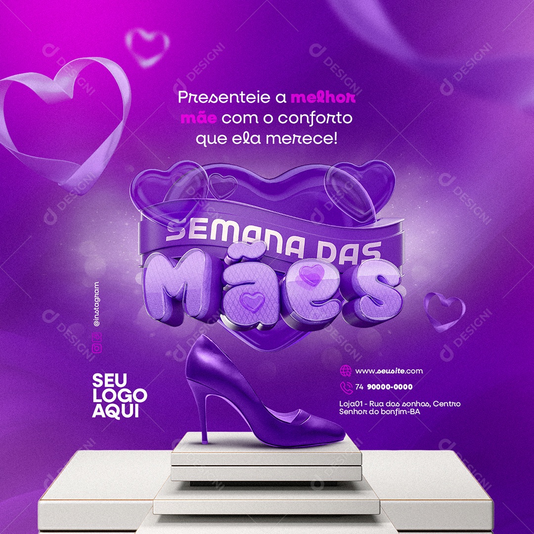 Semana das Mães Loja de Sapatos Presentei a Melhor Mãe Social Media PSD Editável