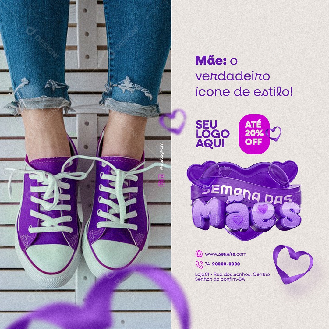 Semana das Mães Loja de Sapatos Mãe o Verdadeiro Ícone de Estilo Social Media PSD Editável