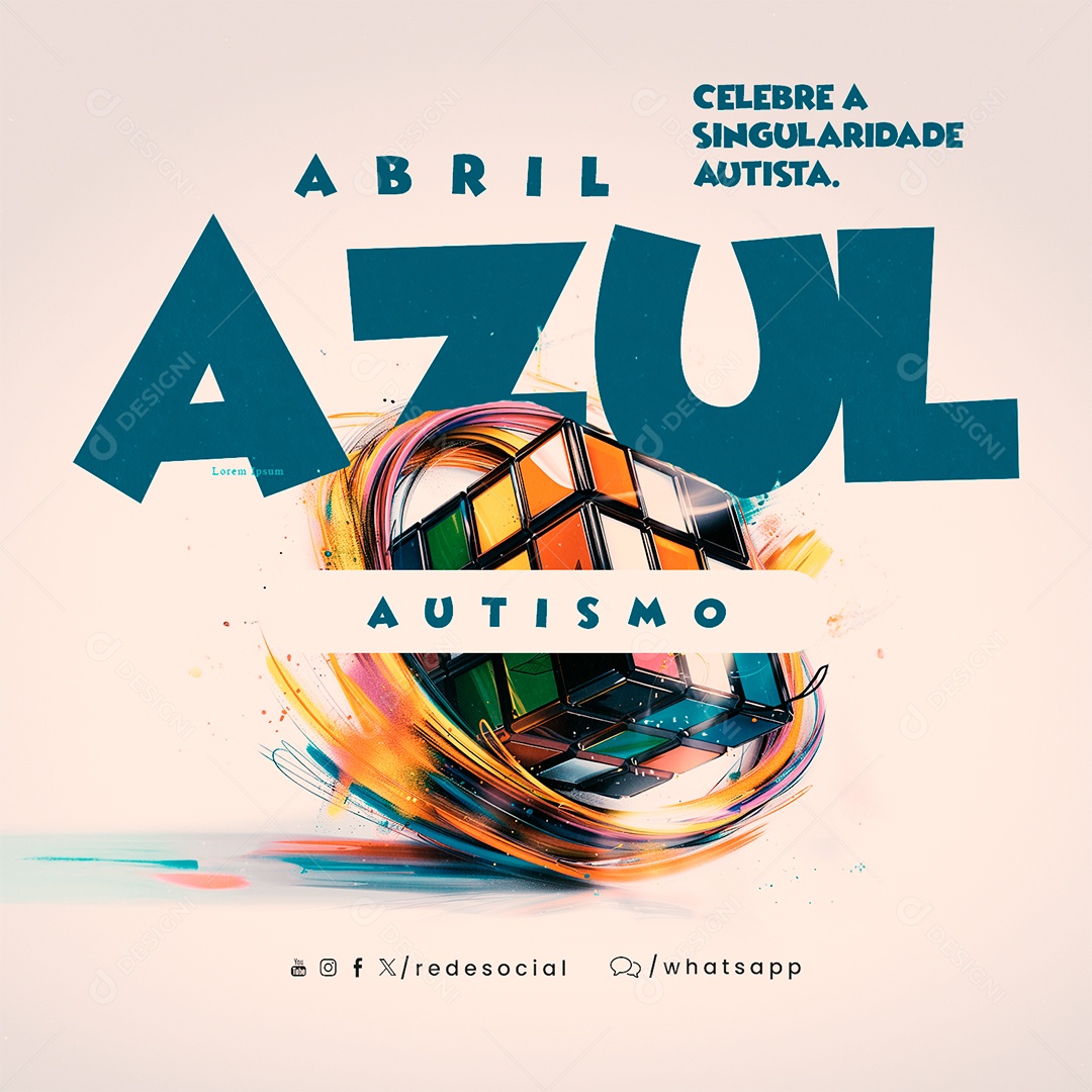 Abril Azul Celebre a Singularidade Autista Social Media PSD Editável