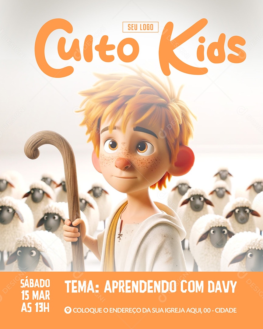 Culto Kids de Páscoa Aprendendo com Jesus Social Media PSD Editável