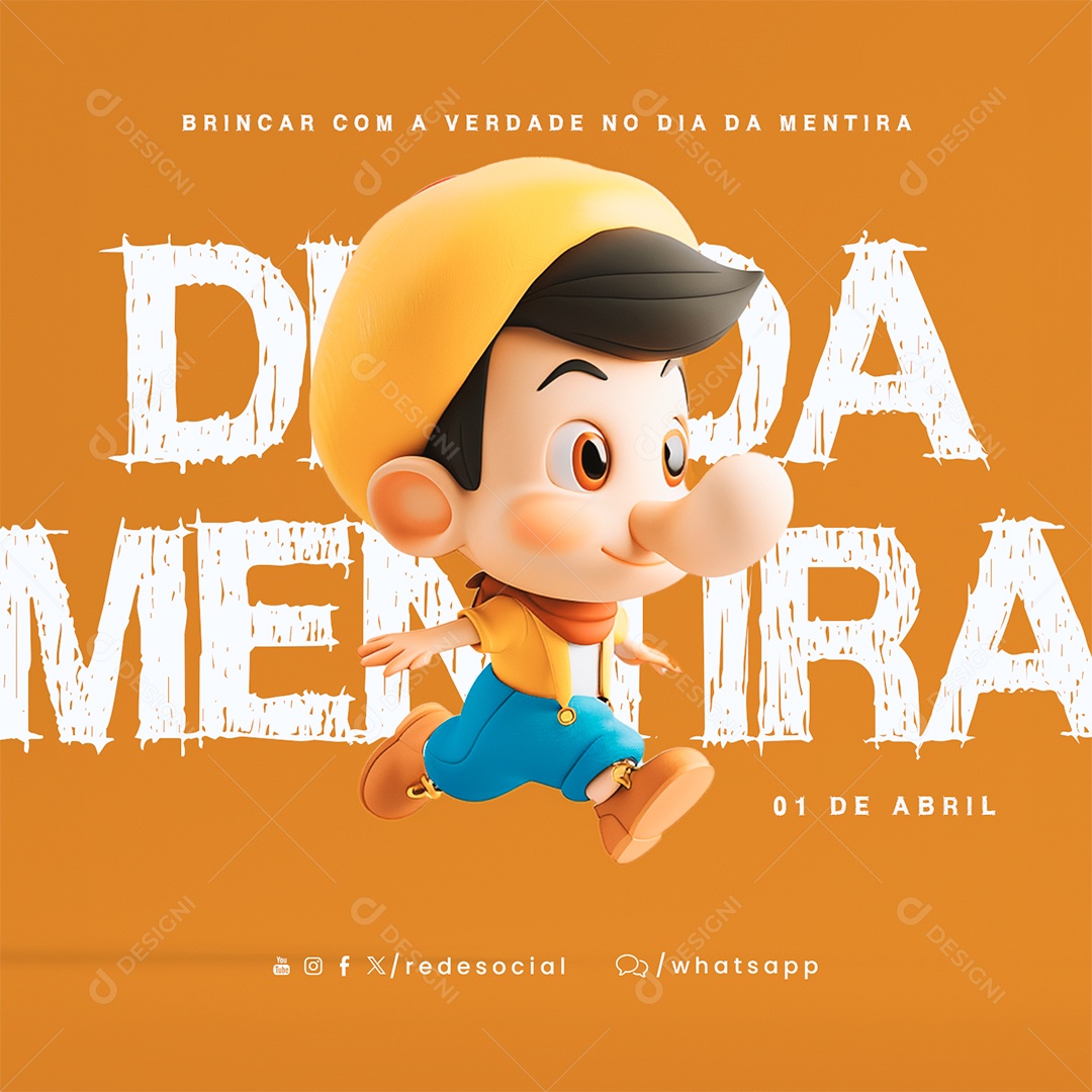 Dia da Mentira 01 de Abril Brincar com a Verdade Social Media PSD Editável