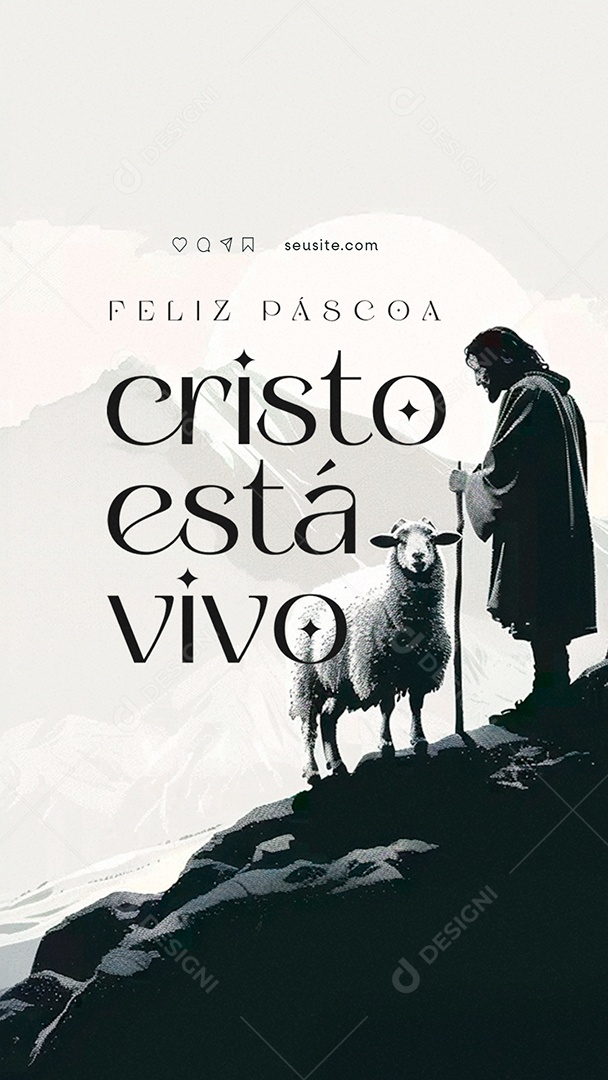 Story Feliz Páscoa Cristo Está Vivo Social Media PSD Editável