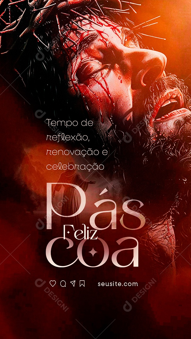 Story Feliz Páscoa Tempo de Reflexão Renovação e Celebração Social Media PSD Editável
