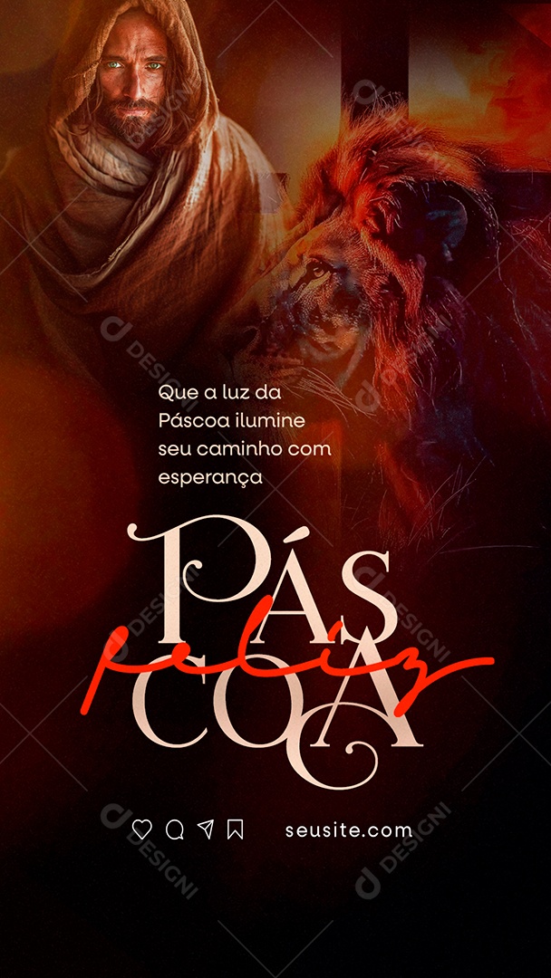 Story Feliz Páscoa Ilumine seu Caminho com Esperança Social Media PSD Editável