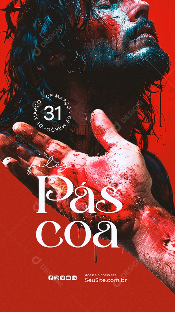 Story Feliz Páscoa 31 de Março Social Media PSD Editável