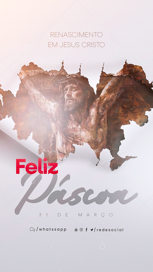 Story Feliz Páscoa Renascimento em Jesus Cristo Social Media PSD Editável