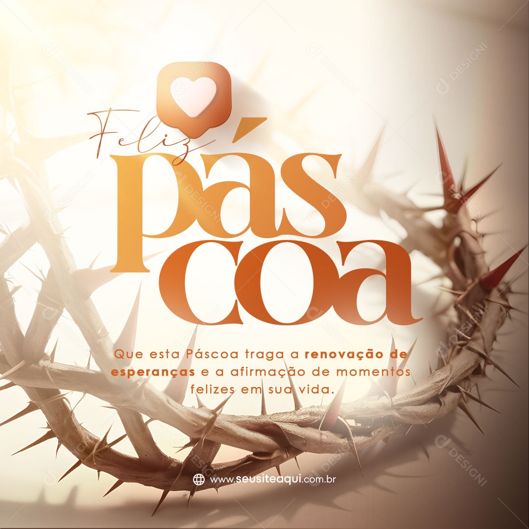 Feliz Páscoa 31 de Março Traga a Renovação de Esperança e a Afirmação de Momentos Social Media PSD Editável