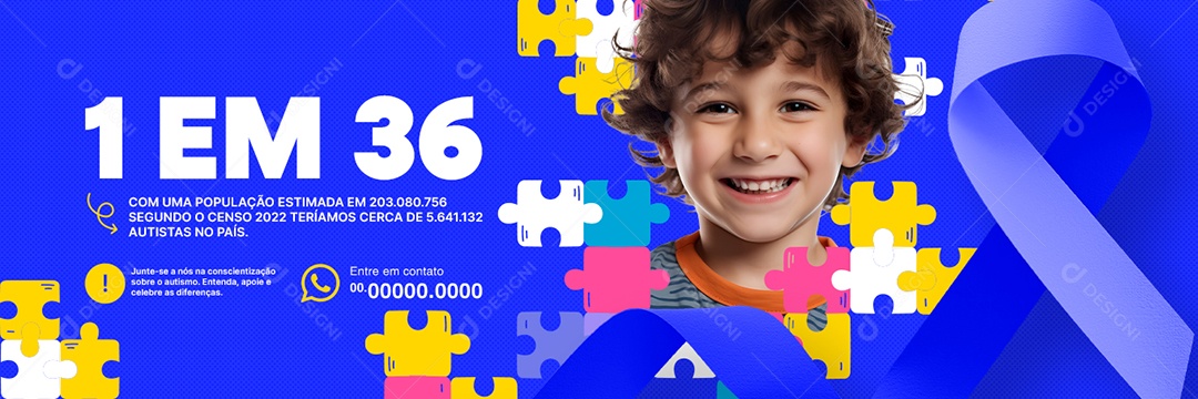 Banner Abril Azul Junte se a Nós na Conscientização Sobre o Autismo Social Media PSD Editável