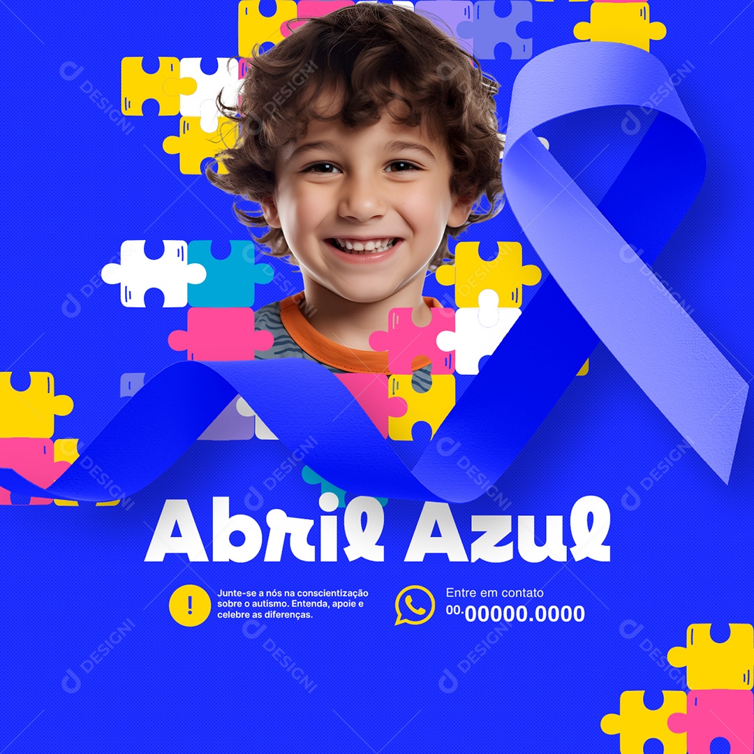 Abril Azul Junte se a Nós na Conscientização Sobre o Autismo Social Media PSD Editável