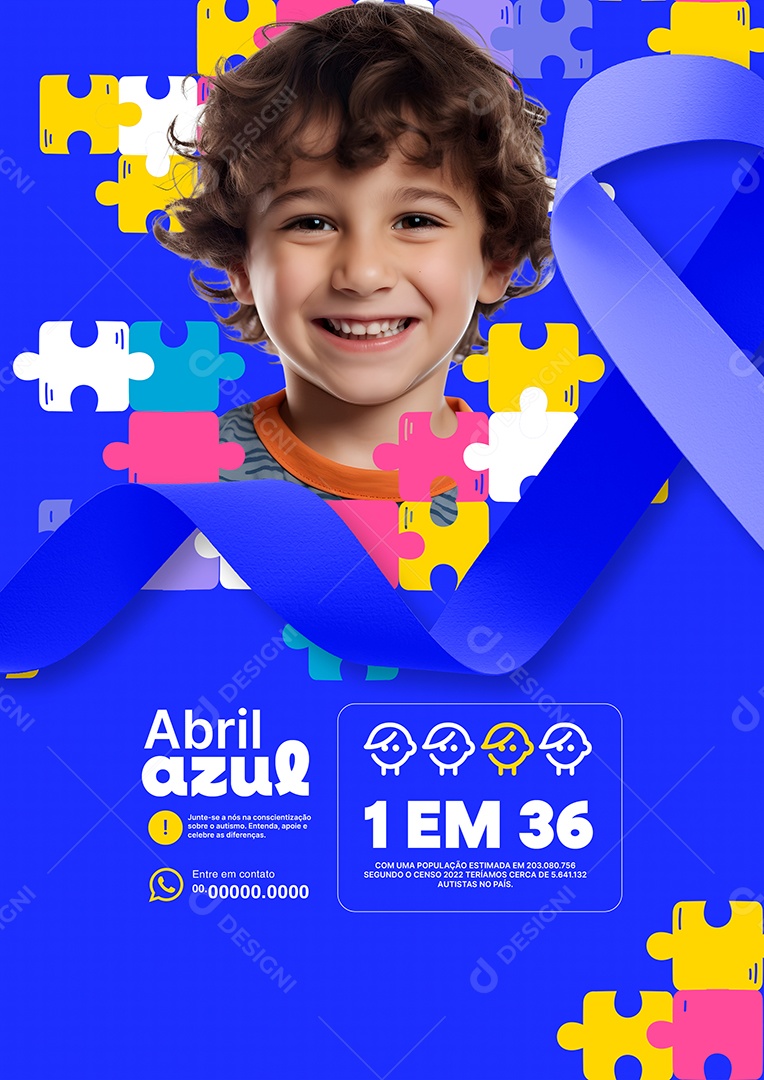 Abril Azul Junte se a Nós na Conscientização Sobre o Autismo Social Media PSD Editável