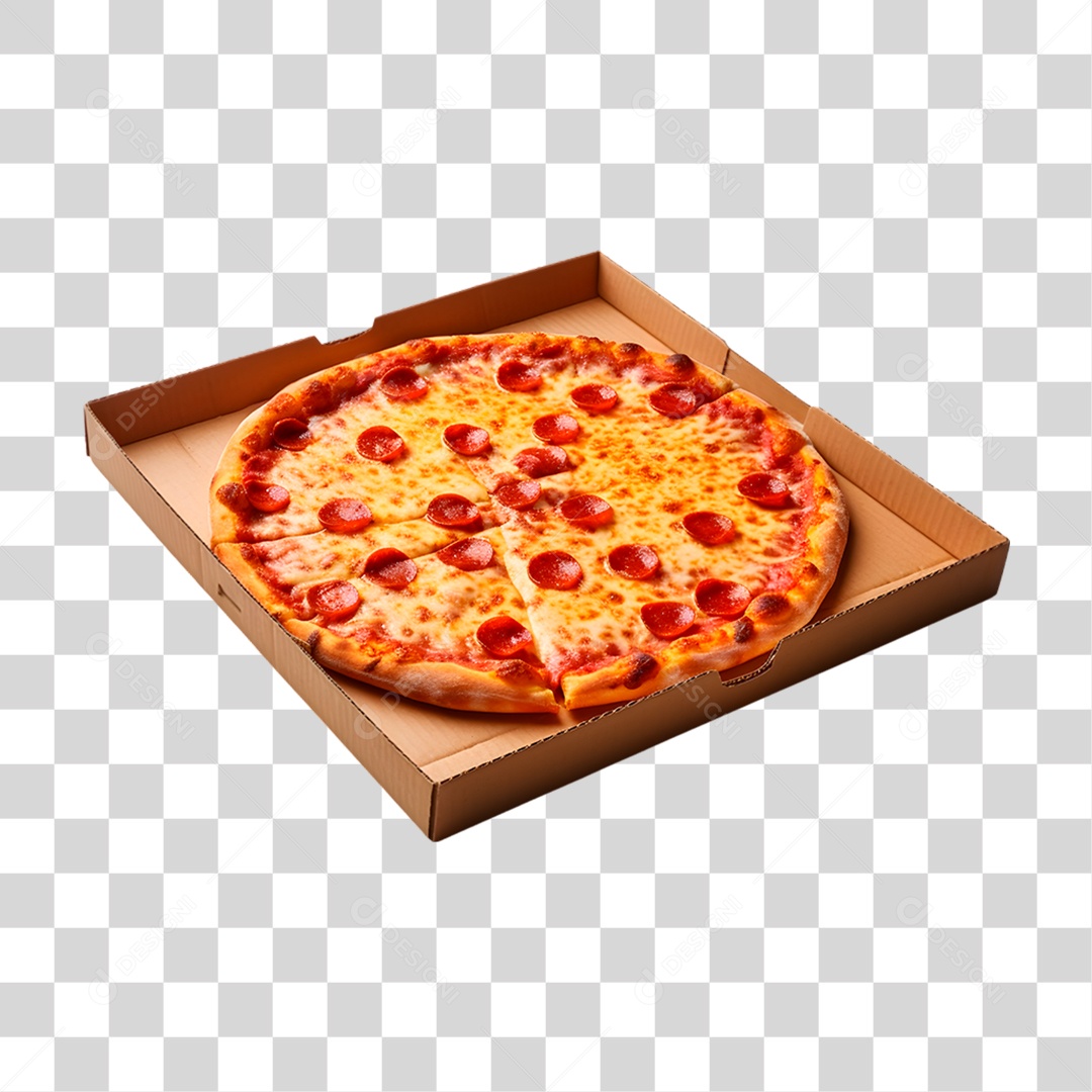 Caixa com Pizza PNG Transparente