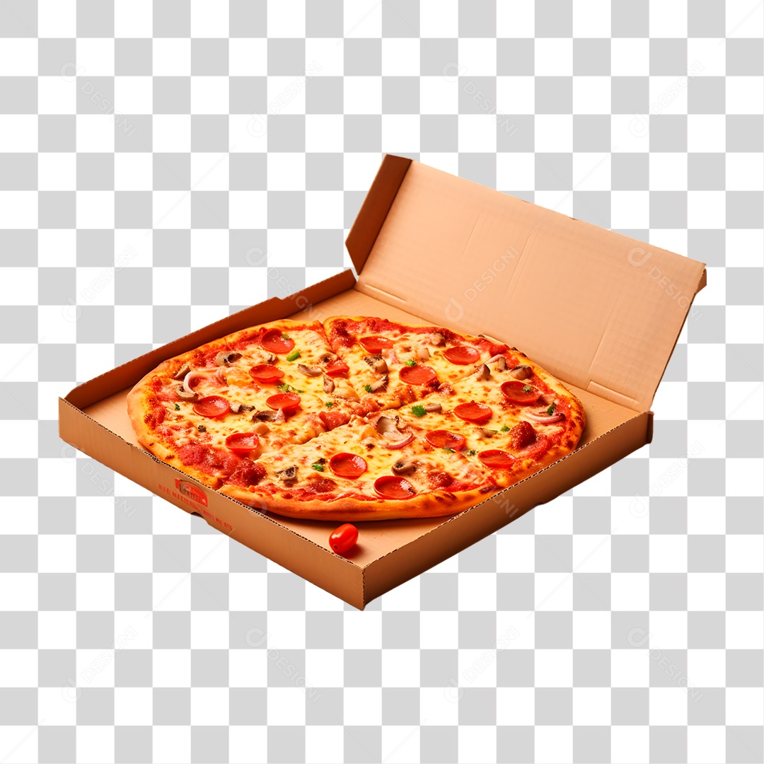 Caixa com Pizza PNG Transparente