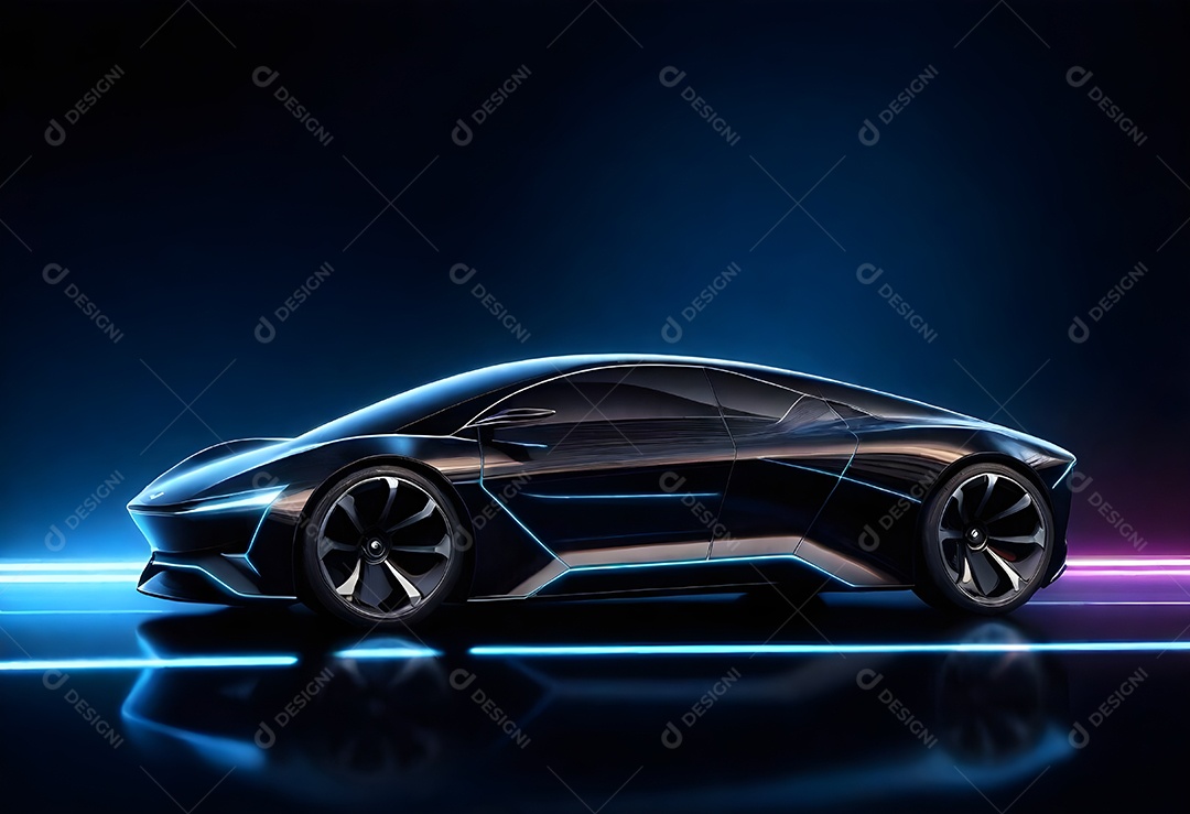 Pikaso reimagina pintura digital carro elétrico futurista preto