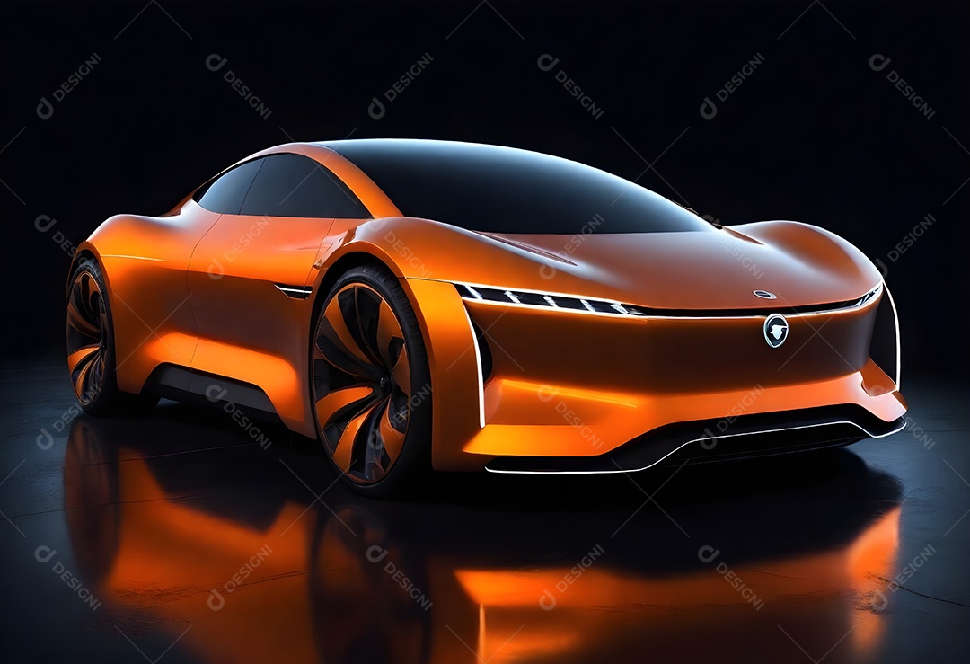 Pikaso reimagine pintura digital carro elétrico futurista laranja
