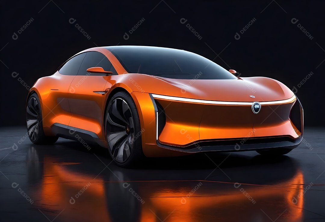 Pikaso reimagine pintura digital carro elétrico futurista laranja