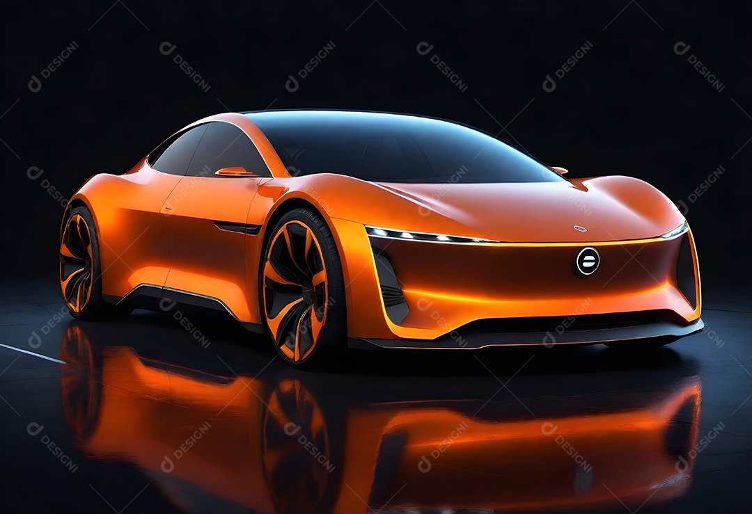 Pikaso reimagine pintura digital carro elétrico futurista laranja
