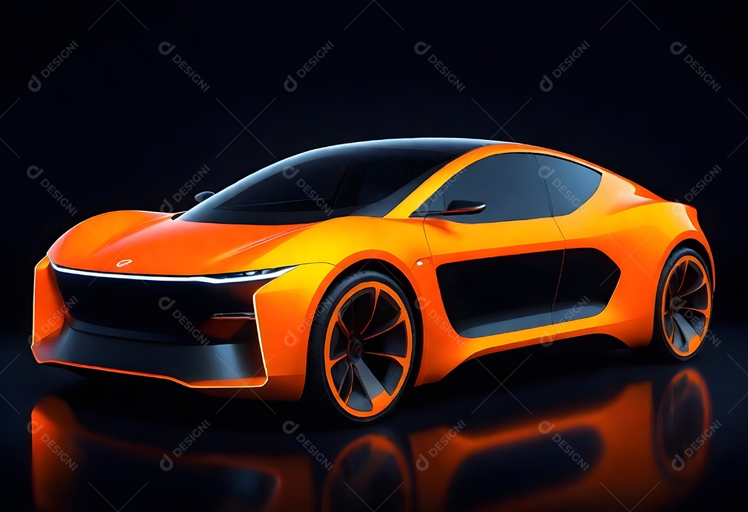 Pikaso reimagine pintura digital carro elétrico futurista laranja