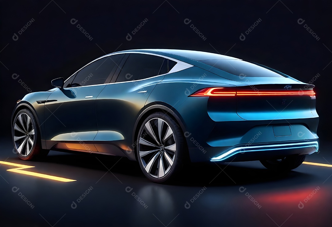 Um carro elétrico moderno com estilo elegante