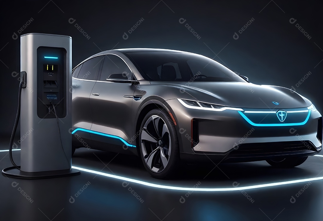 Um carro elétrico moderno com estilo elegante