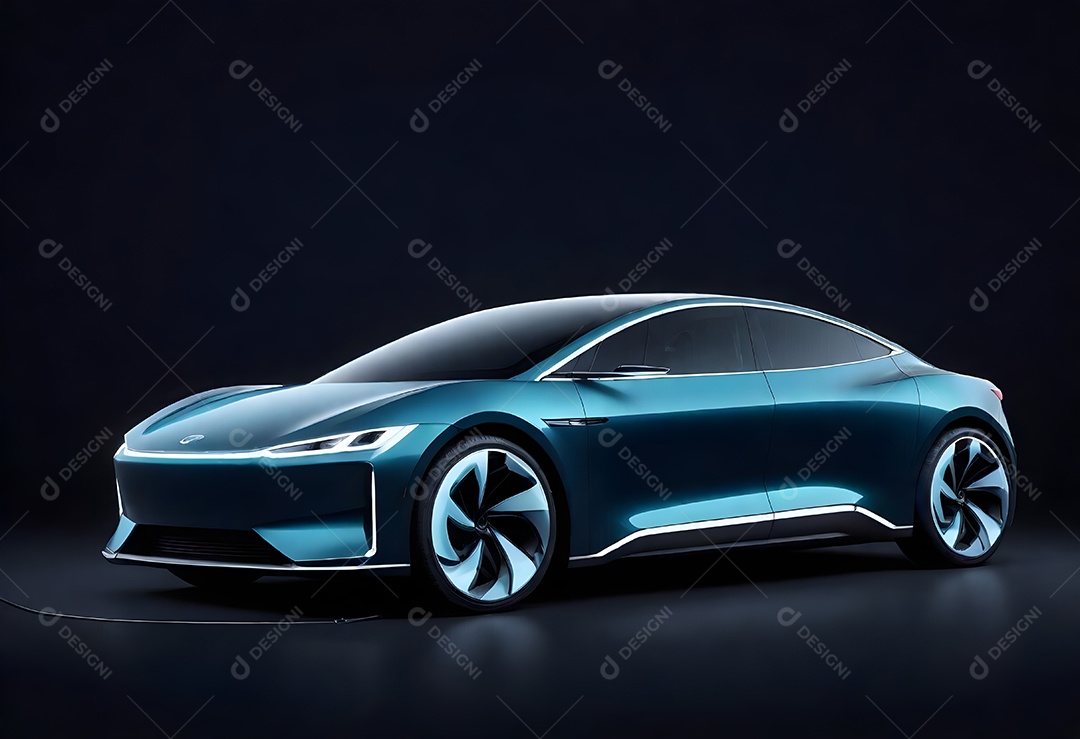 Um carro elétrico moderno com estilo elegante