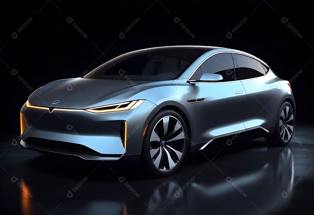 Um carro elétrico moderno com estilo elegante