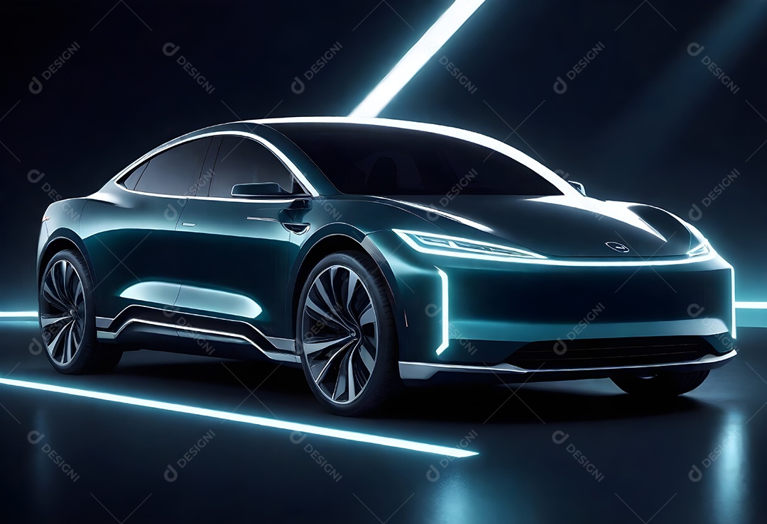 Um carro elétrico moderno com estilo elegante