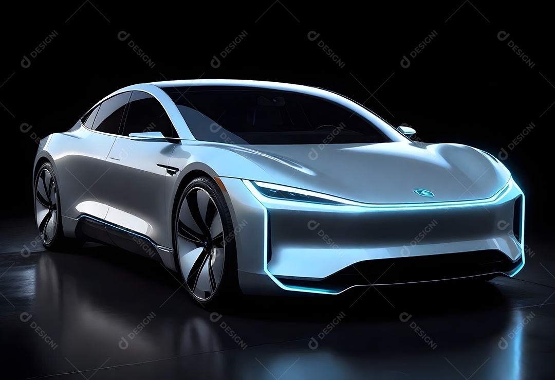 Um carro elétrico moderno com estilo elegante