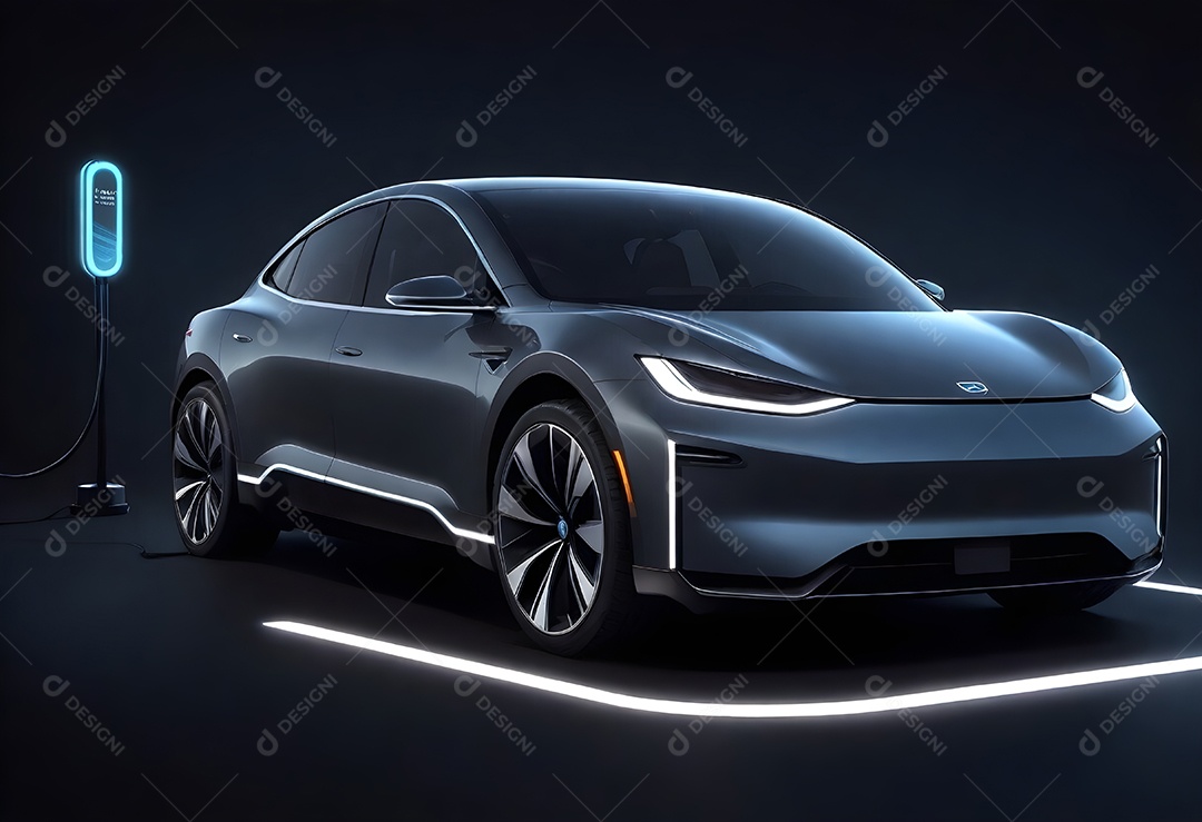 Um carro elétrico moderno com estilo elegante