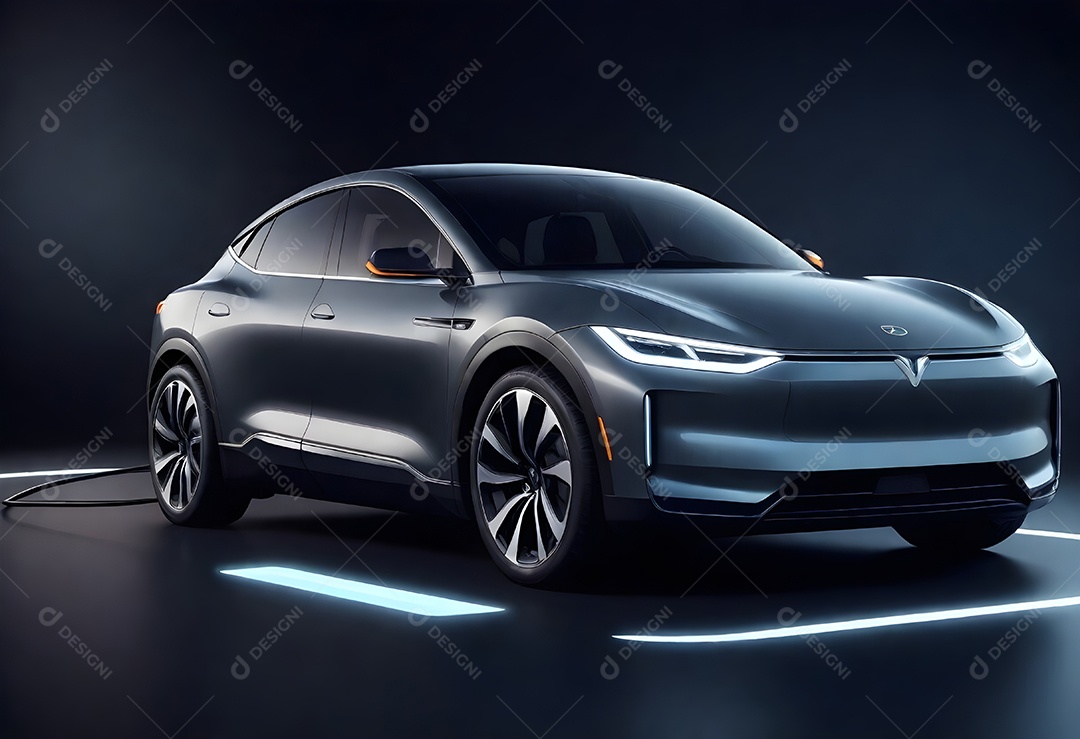 Um carro elétrico moderno com estilo elegante