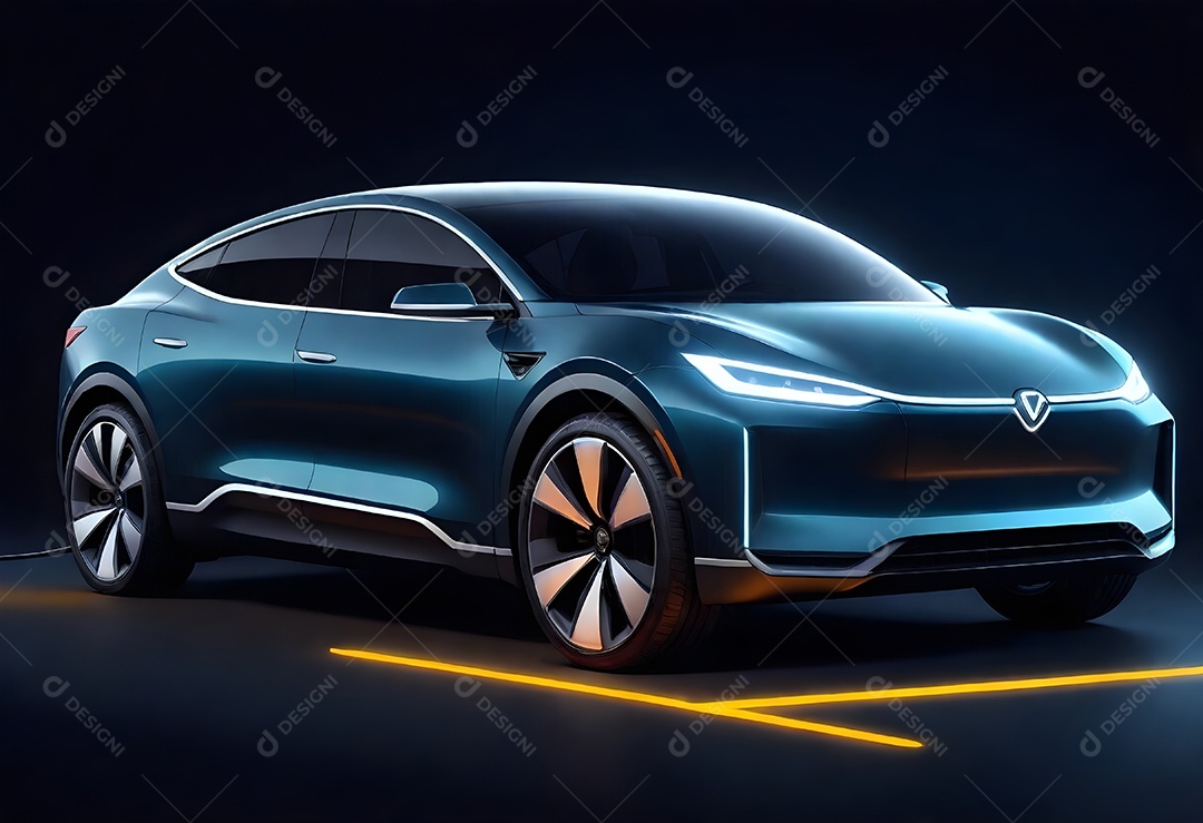 Um carro elétrico moderno com estilo elegante