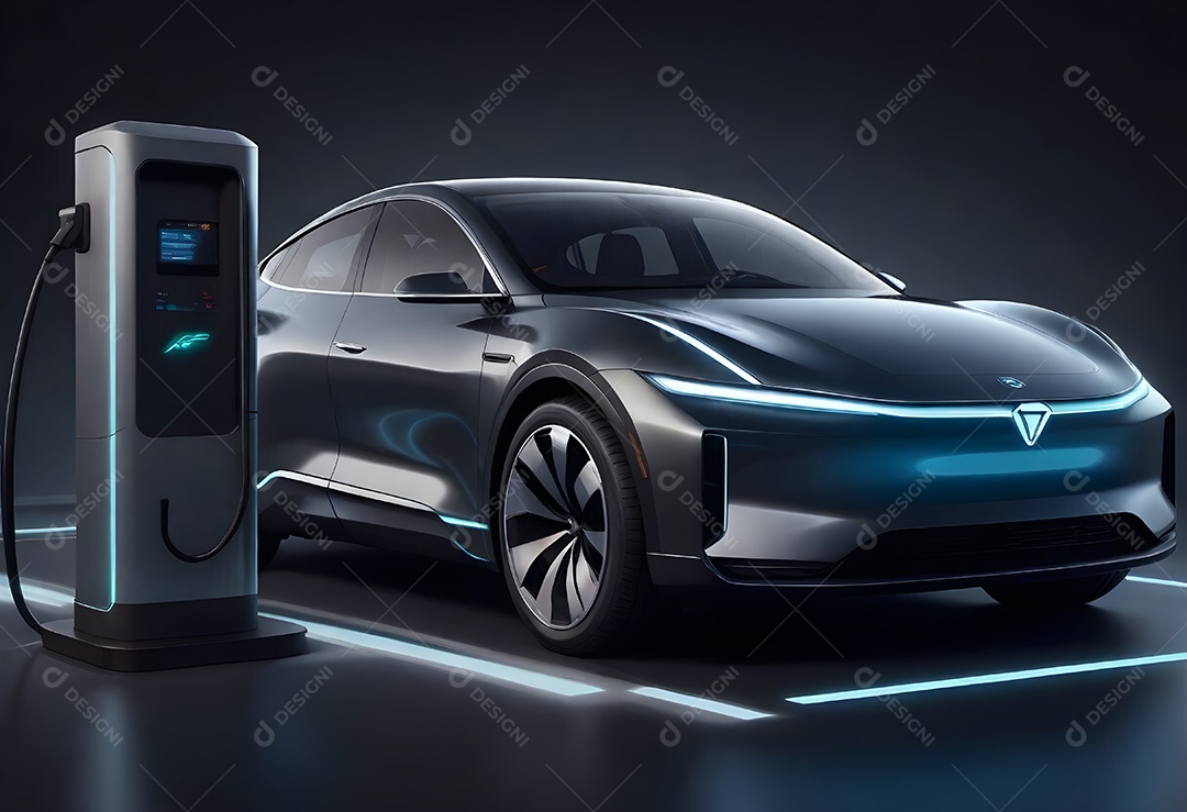 Um carro elétrico moderno com estilo elegante