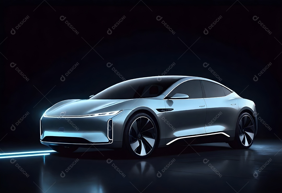 Pikaso reimagina a pintura digital um carro elétrico moderno com estilo elegante