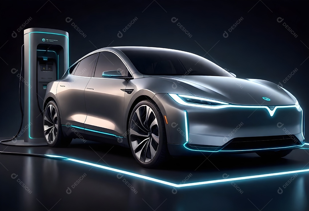 Pikaso reimagina a pintura digital um carro elétrico moderno com estilo elegante