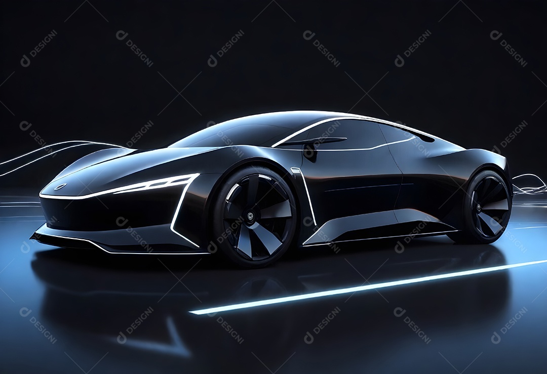 Pikaso reimagina pintura digital carro elétrico futurista preto