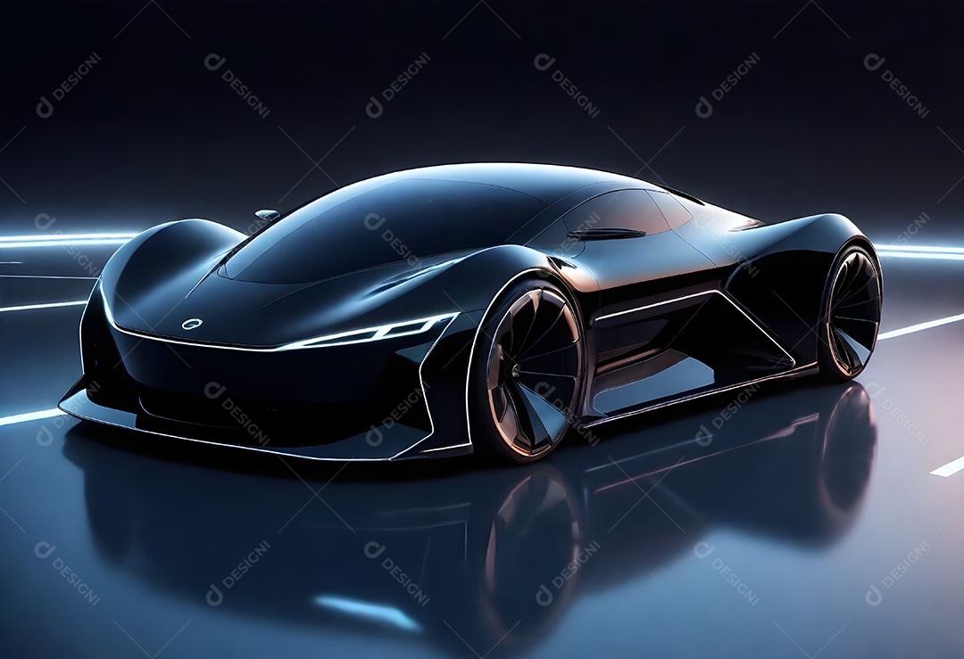 Pikaso reimagina pintura digital carro elétrico futurista preto