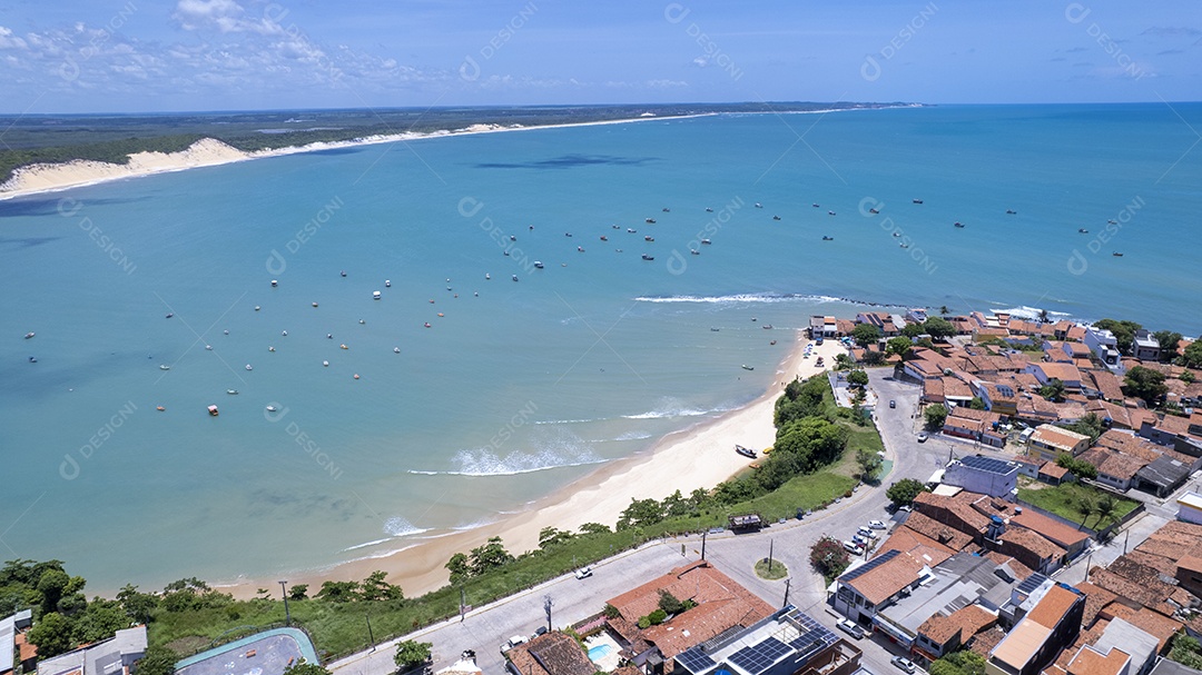 Vista aérea da praia da Bahia Formosa e cidade Rio Grande do Norte