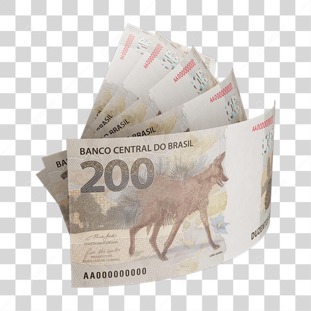Dinheiro Nota Cédula 200 Reais Real Brasileiro PNG Transparente