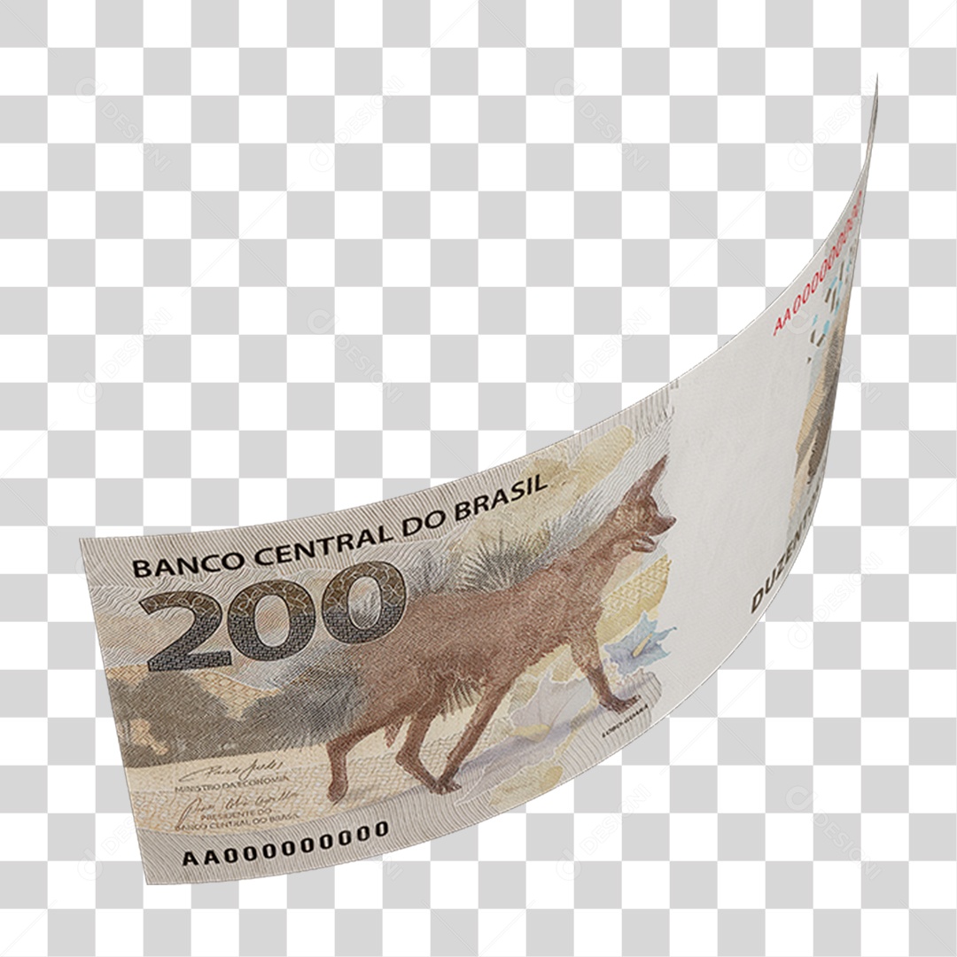 Dinheiro Nota Cédula 200 Reais Real Brasileiro PNG Transparente
