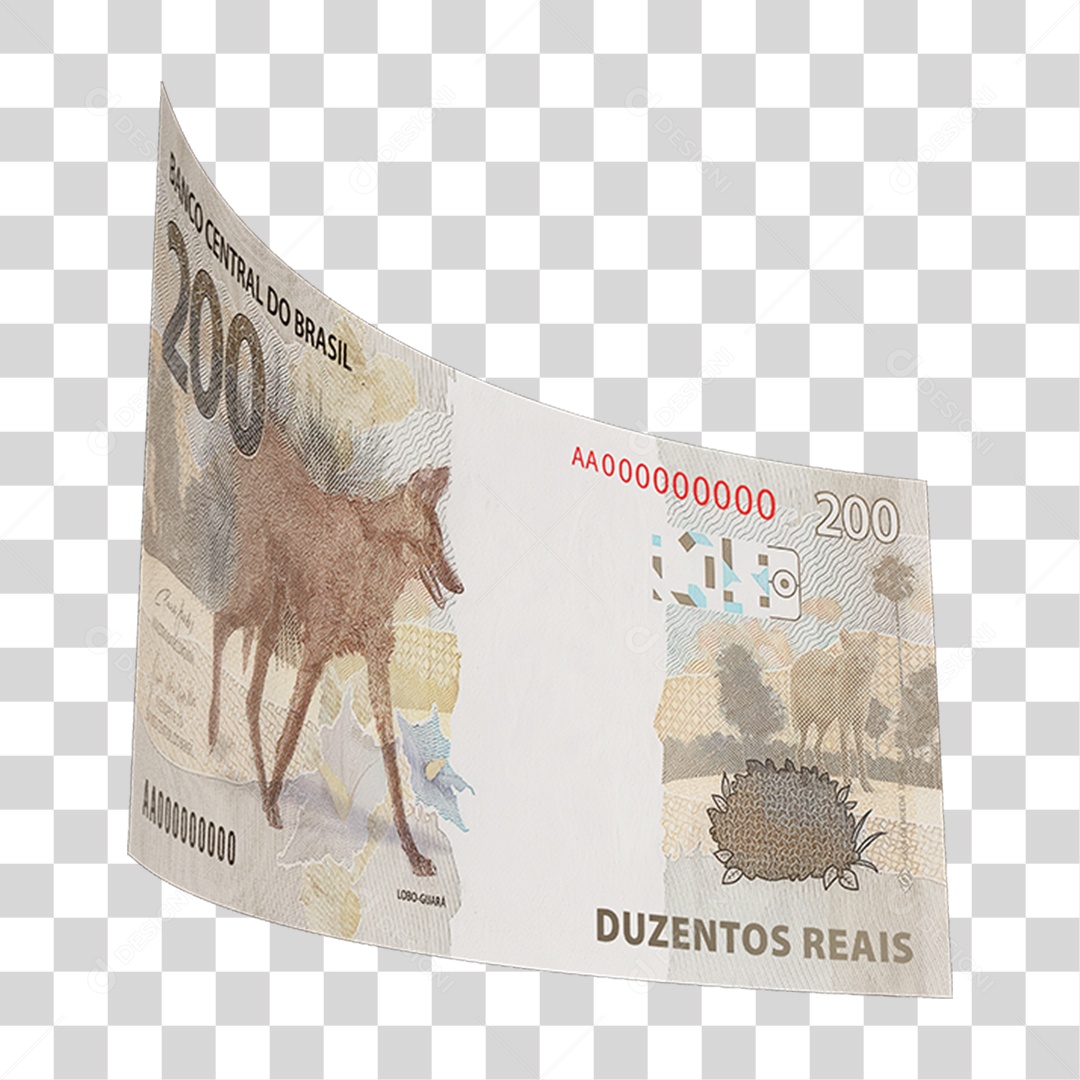 Dinheiro Nota Cédula 200 Reais Real Brasileiro PNG Transparente