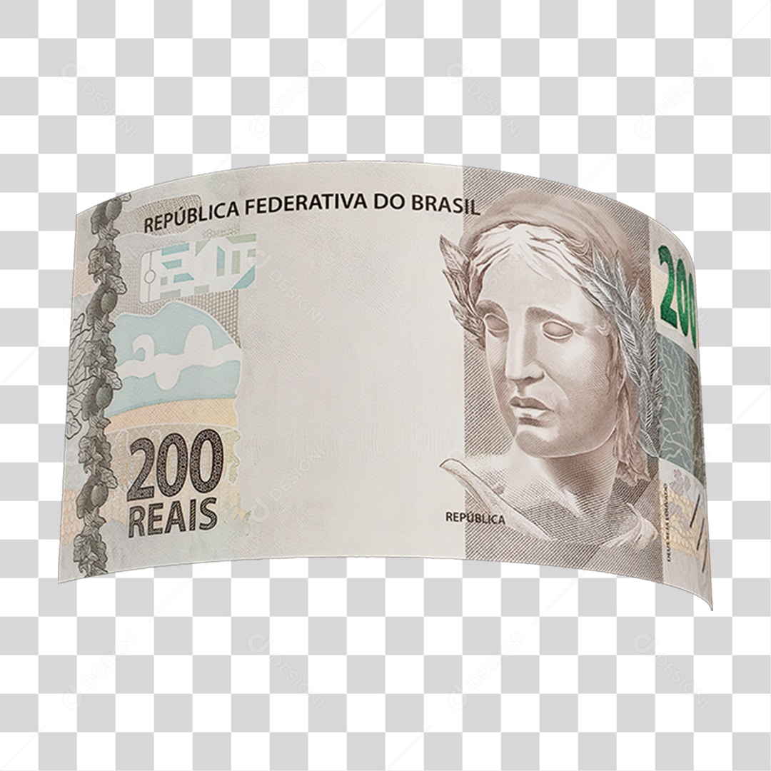 Dinheiro Nota Cédula 200 Reais Real Brasileiro PNG Transparente