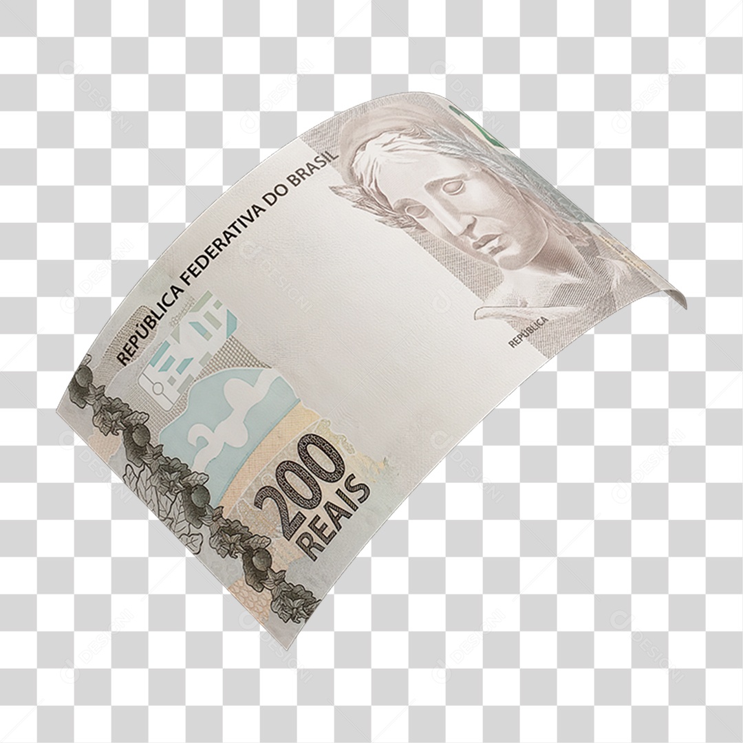Dinheiro Nota Cédula 200 Reais Real Brasileiro PNG Transparente