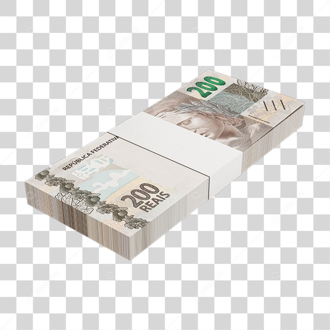 Dinheiro Nota Cédula 200 Reais Real Brasileiro PNG Transparente