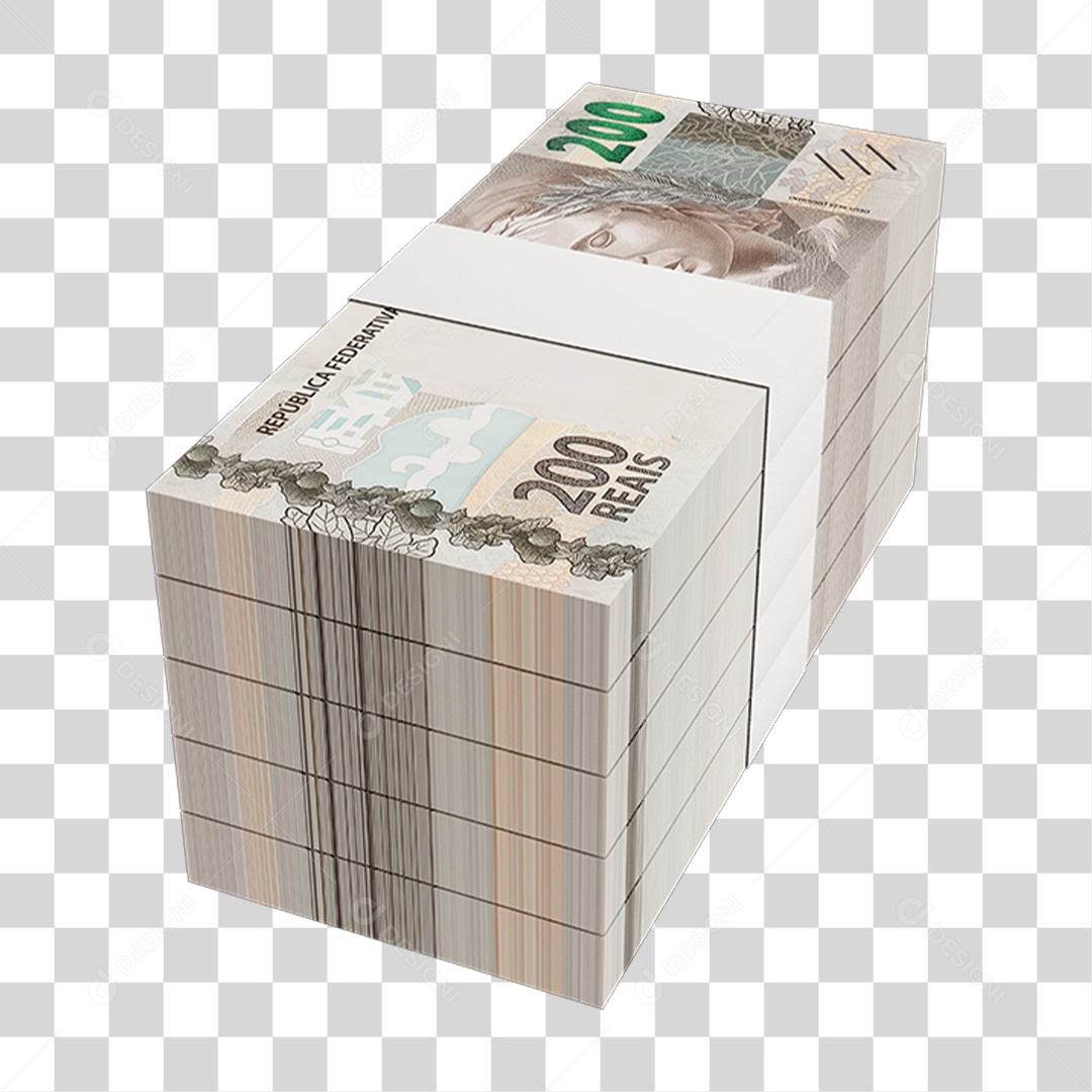 Dinheiro Nota Cédula 200 Reais Real Brasileiro PNG Transparente