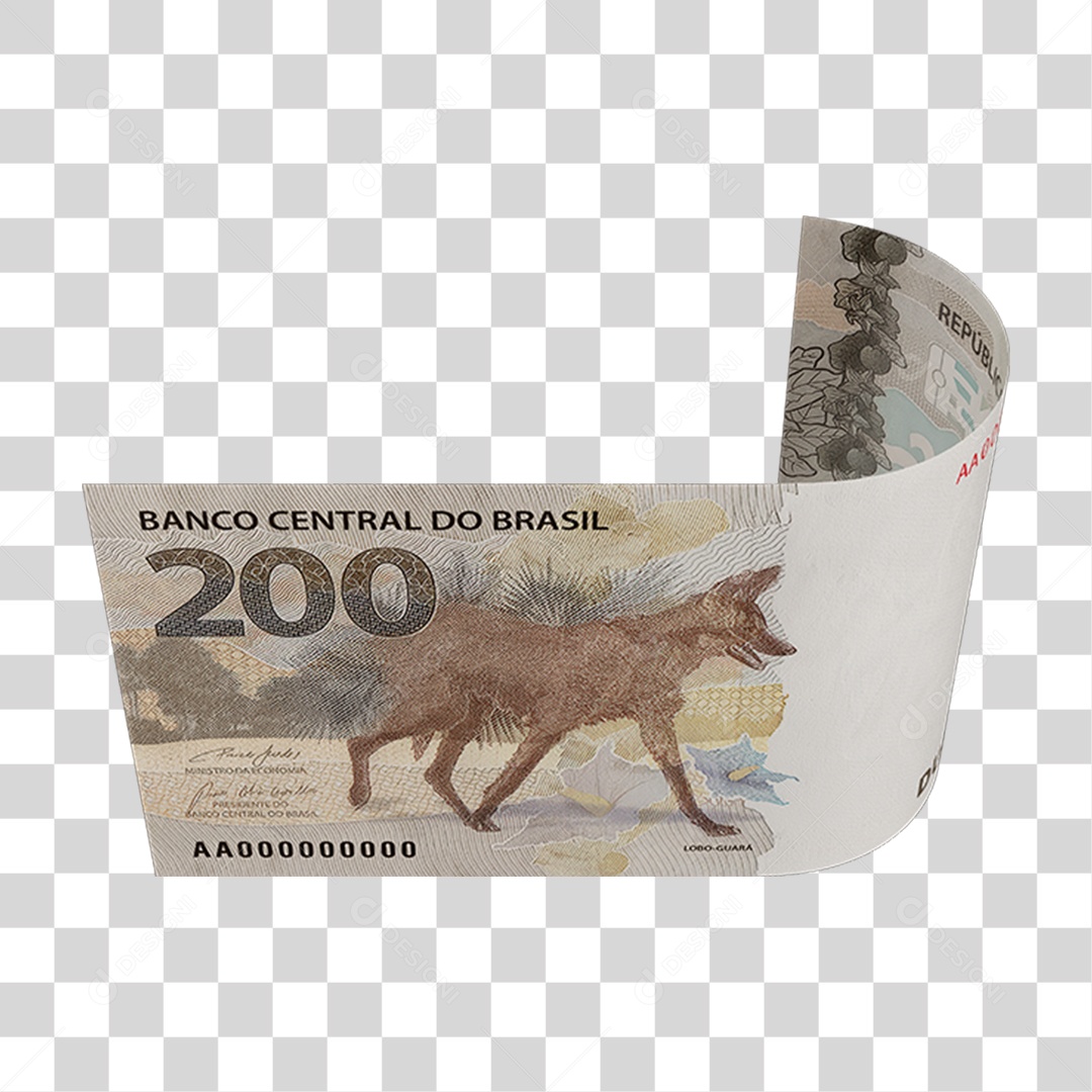 Dinheiro Nota Cédula 200 Reais Real Brasileiro PNG Transparente