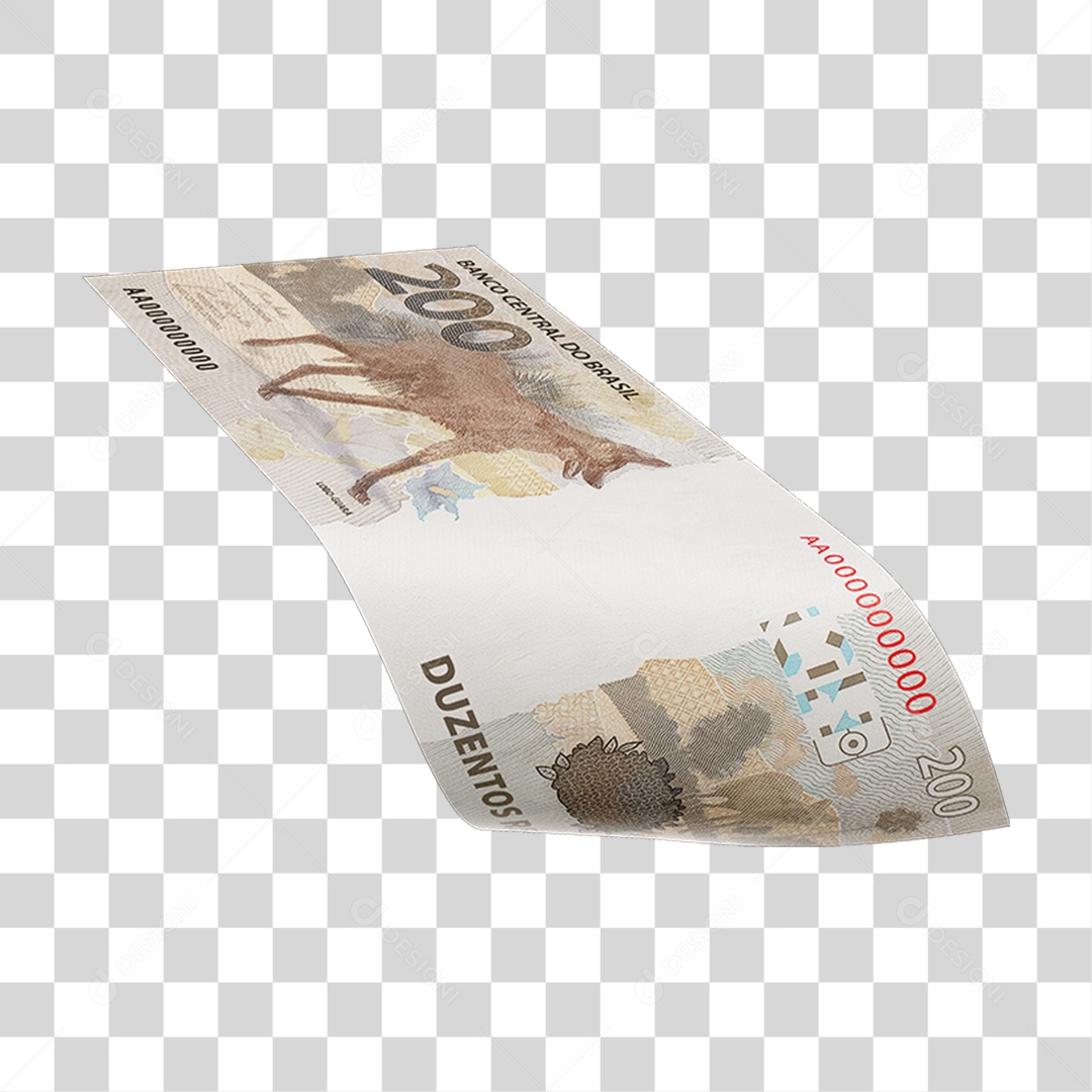 Dinheiro Nota Cédula 200 Reais Real Brasileiro PNG Transparente