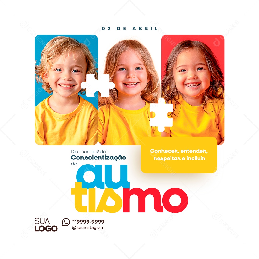 Dia do Autismo 02 de Abril o que é TEA Social Media PSD Editável