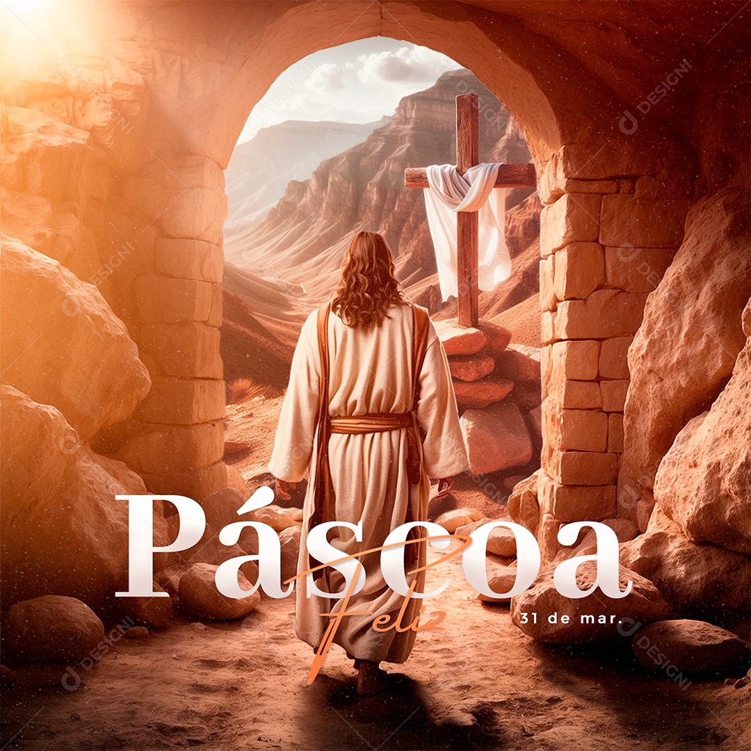 Feliz Páscoa 31 de Março Social Media PSD Editável