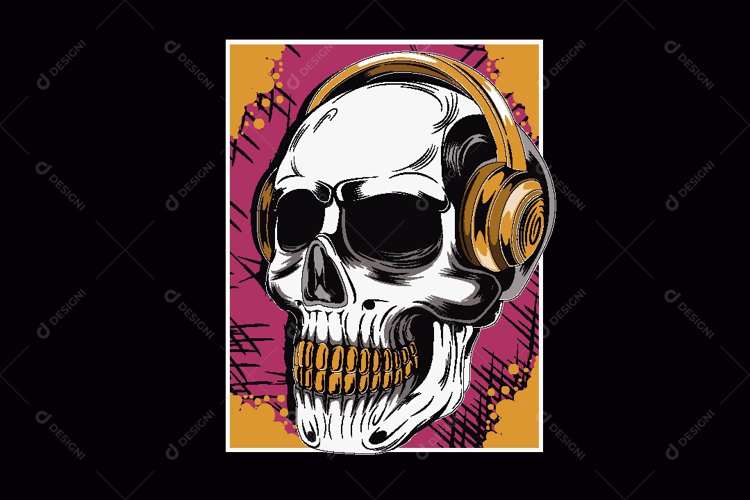 Estampa de Caveira Ilustração Vetor EPS