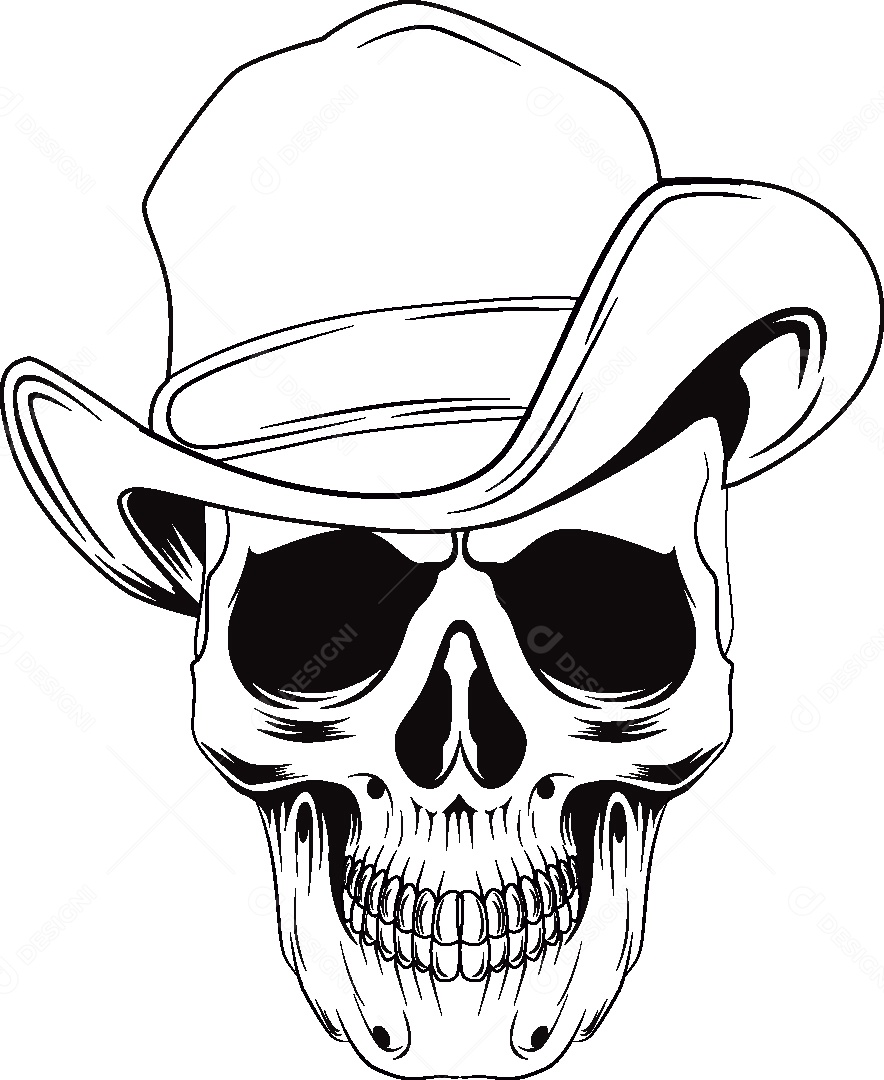 Estampa de Caveira Ilustração Vetor EPS