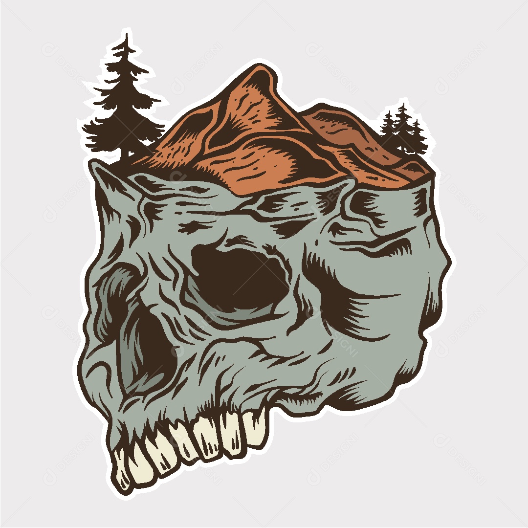 Estampa de Caveira Ilustração Vetor EPS